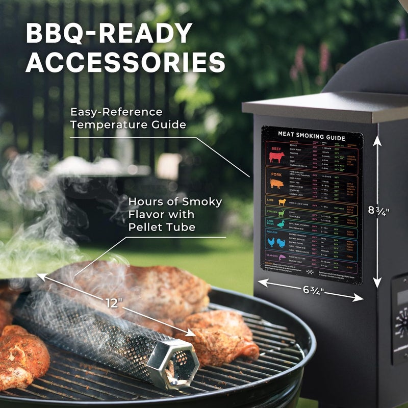 Levain & Co BBQ Meat Temperature Magnet & Pellet Smoker Tube Bundle – Durable Meat Smoking Guide & Stainless Steel Pellet Smoker Tube for Gas, Charcoal, & Electric Grills – Essential BBQ & Grilling Accessories - Image 4